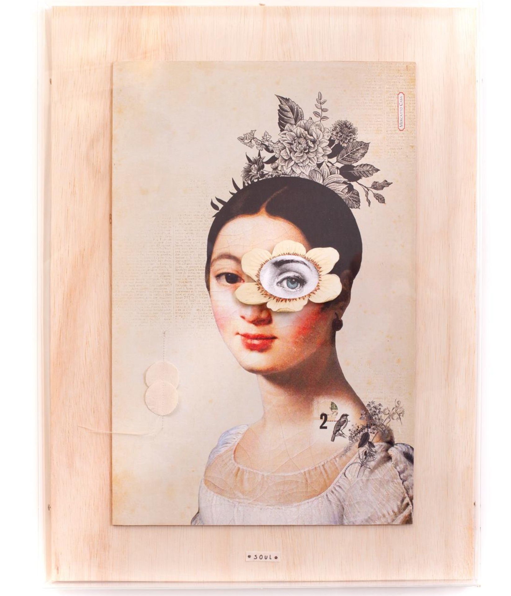 A collage of a woman with a flower in her eye