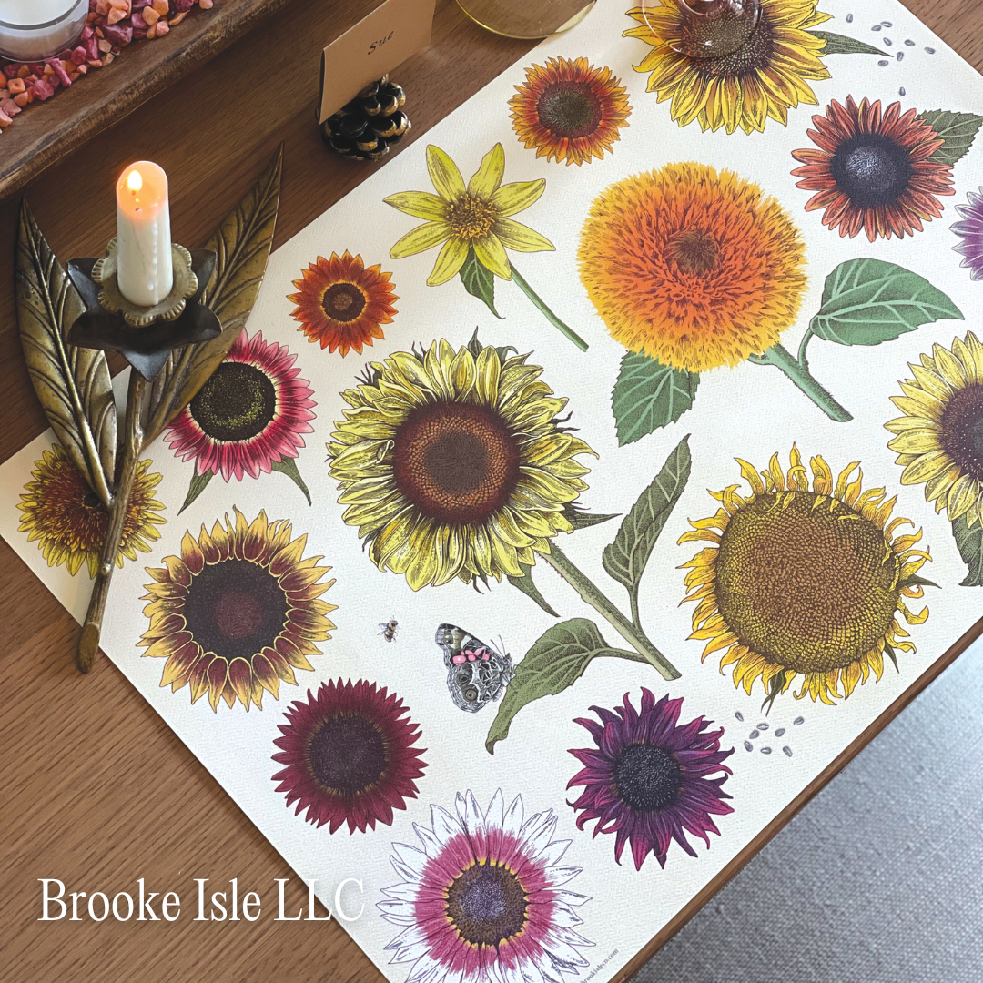 A sunflower napkin on a wooden background