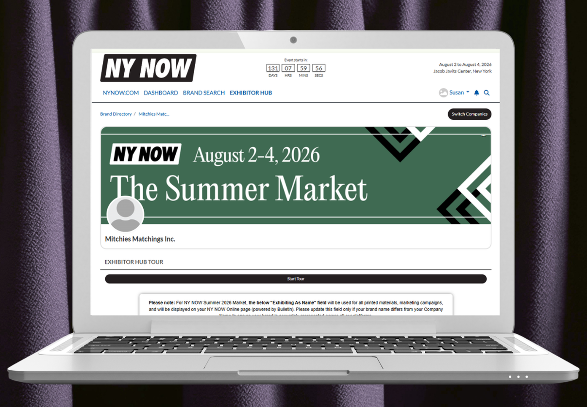 NY NOW's Exhibitor Hub Account homepage