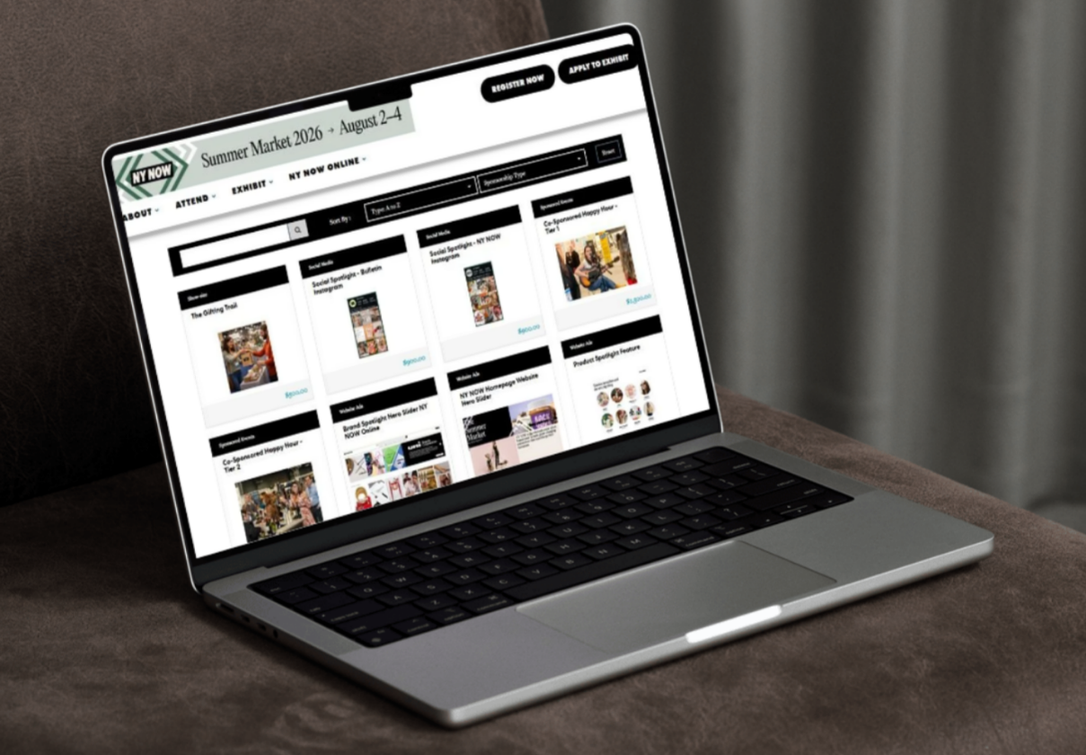 A laptop showing sponsorship opportunities for NY NOW